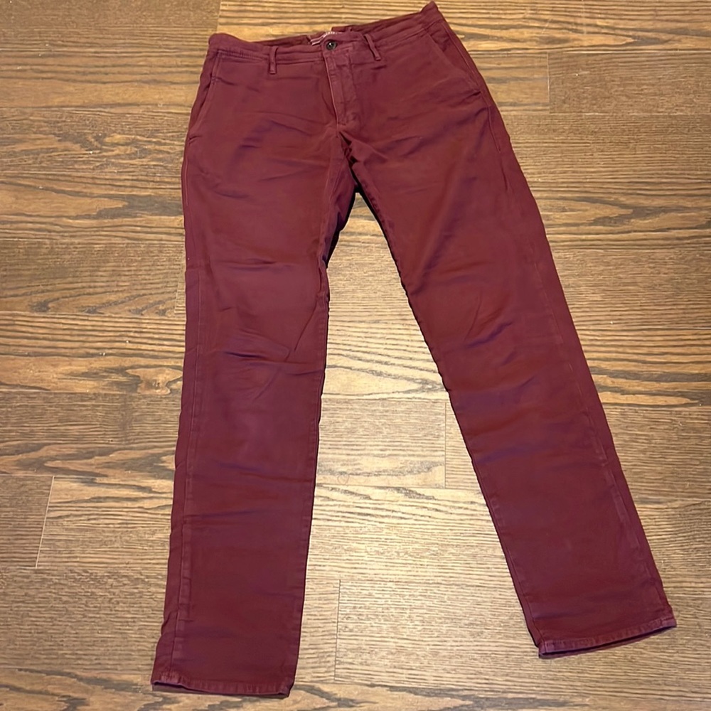 Incotex Men’s Slim Fit Pants Burgundy 32/32